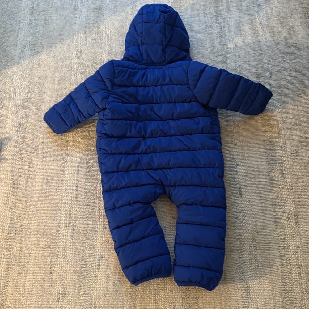 Primary Royal Blue Puffer Footie One-Piece with Hood - Picture 3 of 3